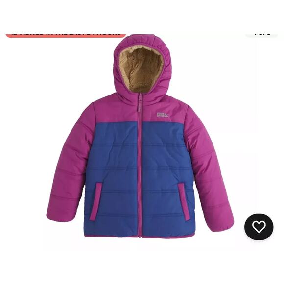 Eddie Bauer Youth Girls' Reversible Jacket - Magenta/Blue/Fleece Small Size 7/8 - Picture 5 of 5